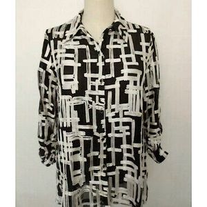 CHICO’s Black and white, embroidered, soutache Tunic/jacket size 3